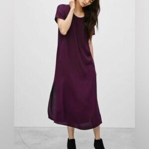 Aritzia Wilfred Free Sz S Ceretti Maroon Burgundy Midi Relax Dress